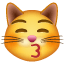 चुंबन बिल्ली इमोजी व्हाट्सएप U+1F63D